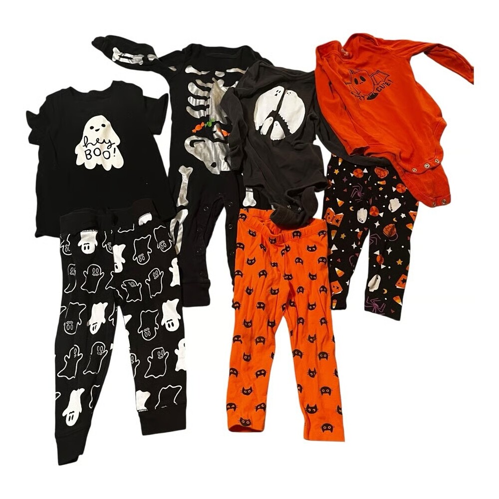 18mo Halloween clothing lot Old Navy Carters Cat&Jack 18-24 Ghost Skeleton 7pc